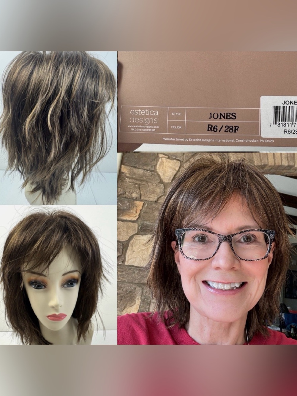 Jones Wig by Estetica in R6/28F Chestnut Brown with Red Frost - Casual Style NEW